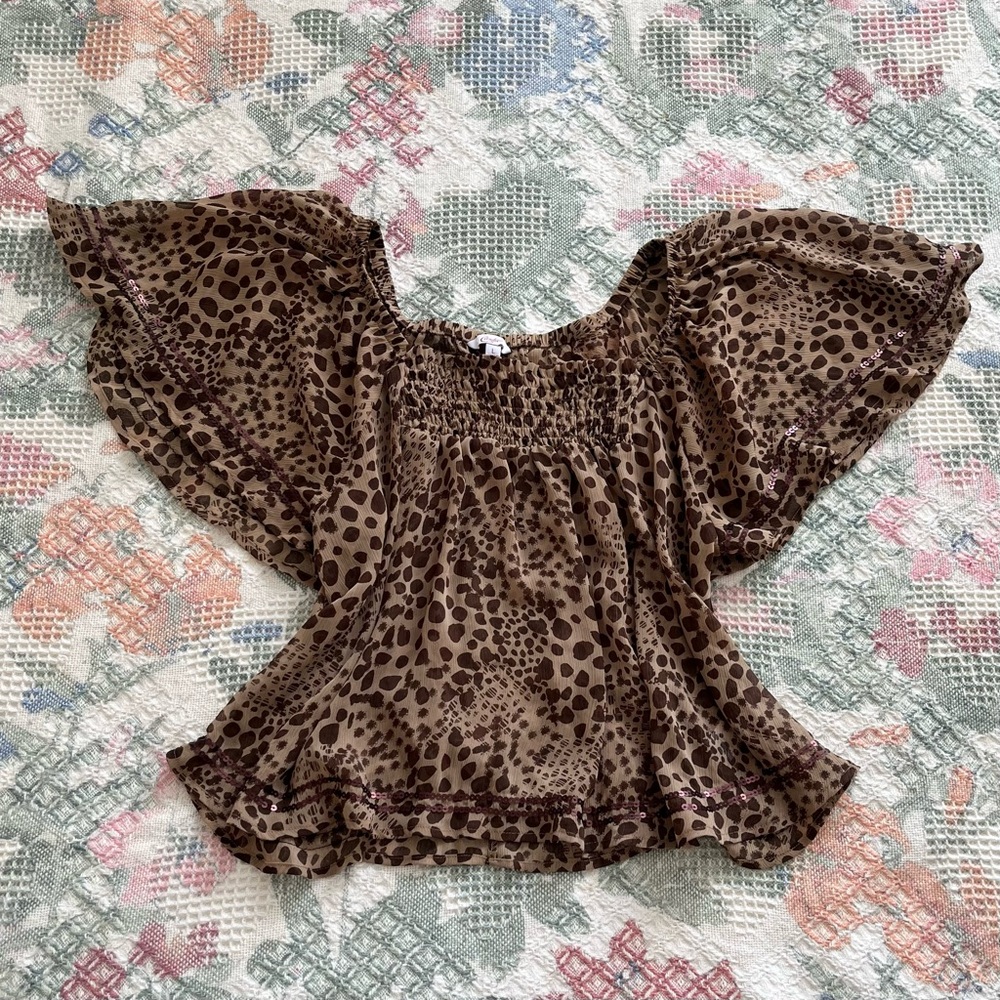 Brown Leopard Print Blouse